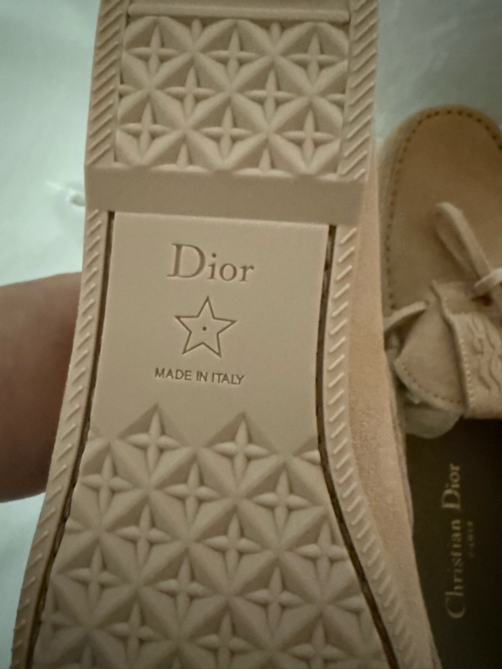 Dior Women’s Suede Tan Bow Moccasins - Picture 3 of 9